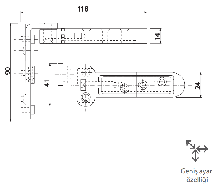 SFS Pivot menteşe CIR 03 - Teknik Çizim ve Ölçüler