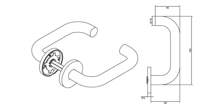 ASSA ABLOY Kapı Kolu AHW500UU00 - Ürün Görseli