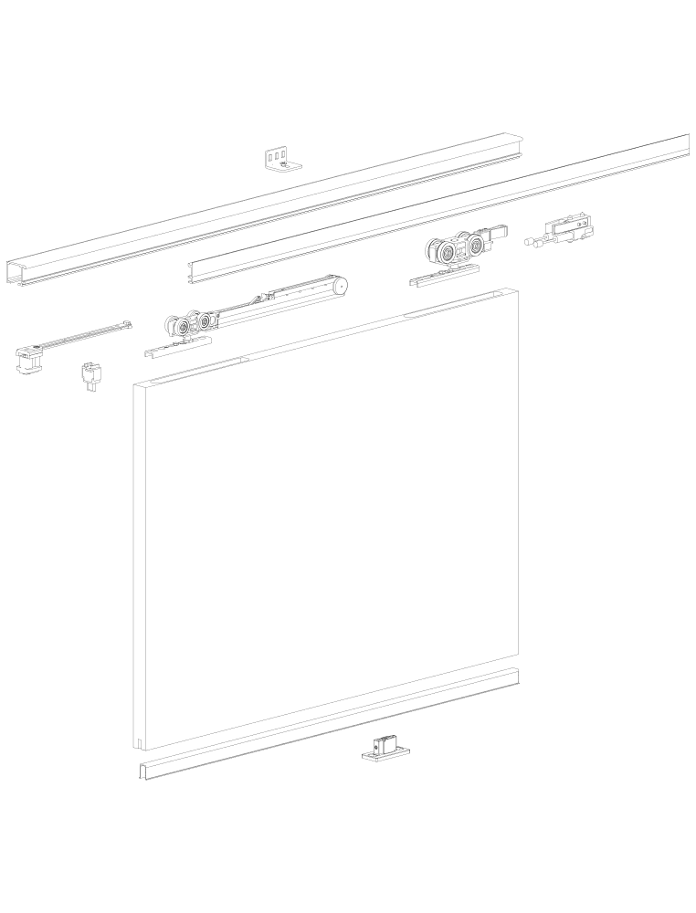 Terno Scorrevoli Kayar Kapı Donanımı - HIDE FLUID - Teknik Çizim